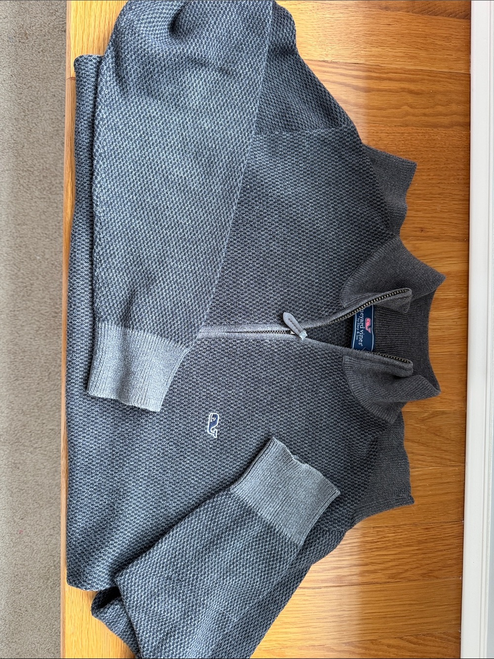 Vineyard Vines Men's Charcoal Half-Zip Textured Sweater